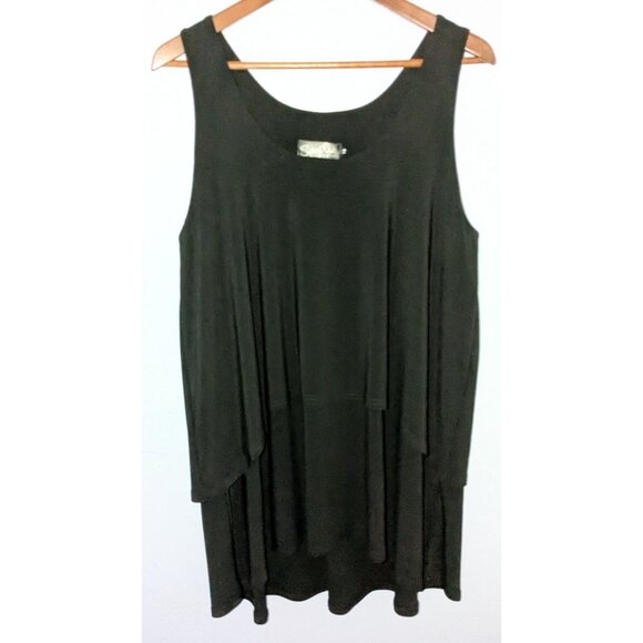 Sympli Womens Tiered Black Relaxed Fit Tank Top Size 18 Polyester/Spandex - Picture 2 of 8